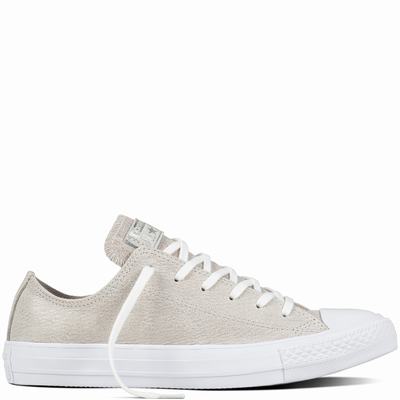 Converse Chuck Taylor All Star Nubuck Tipped Metallic Low Tops Womens - Silver/White Shoes (869PBRMC)